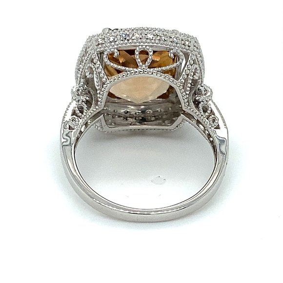 Certified Imperial Topaz 8.90ct Diamonds Plat Ring - Picture 4 of 6